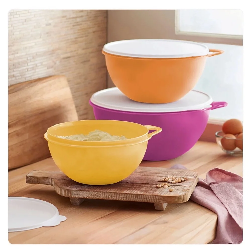 NEW (NIP) Tupperware Colorful Thatsa Bowl Set with Seals, 3 pieces - Picture 2 of 3